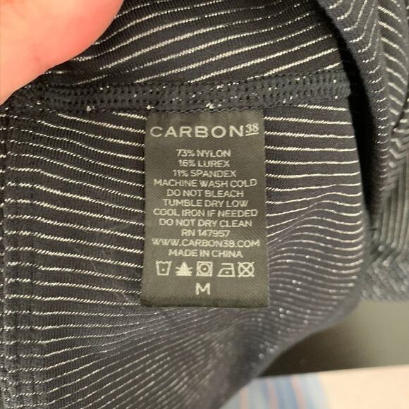 Carbon38 Black Striped Metallic Flared Shimmer Pants Size Medium New - Picture 12 of 14